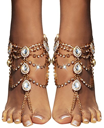 Bienvenu 2 pcs crystal beach wedding foot jewelry barefoot sandal…