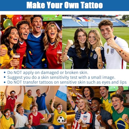 Temporary Tattoo Paper, Temporary Tattoos of the World 2026 A4X5 Sheets Tattoo Transfer Paper for Printer, DIY Tattoo Transfer Paper for Fans Party Party Decorations Photo