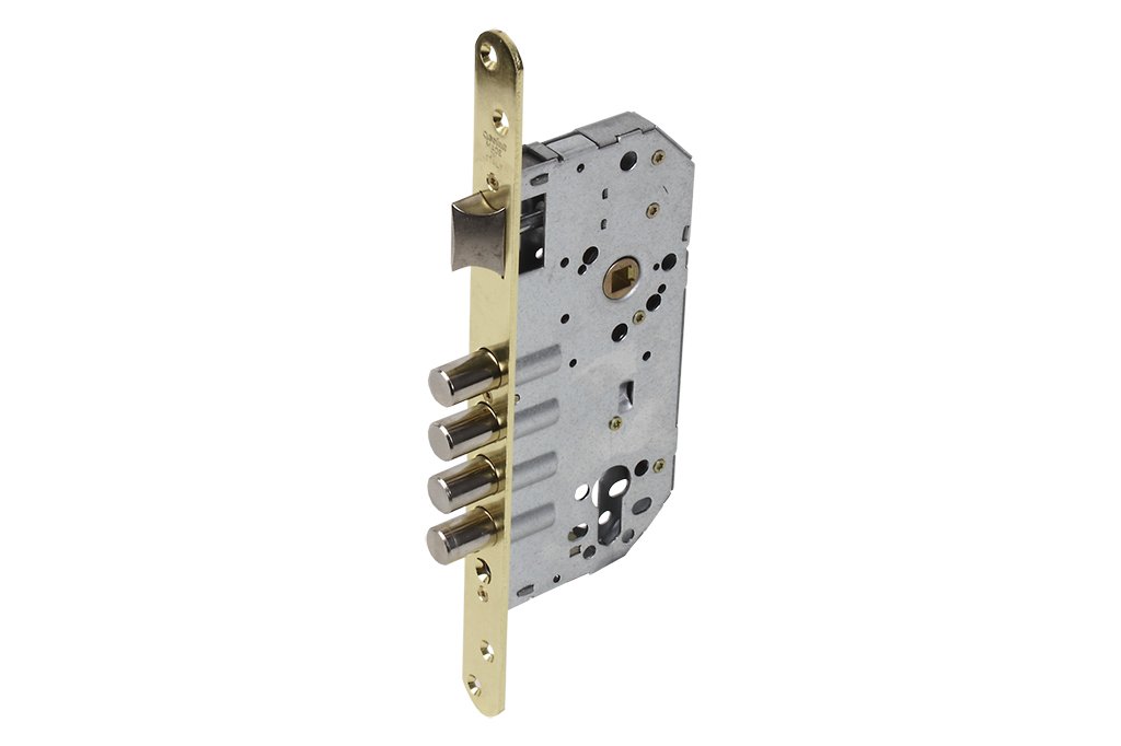 Cofan 31265001 Round 4P Mortise Lock and Locker, D85, E50 Push 4 B Brass (P/Wood), Redonda