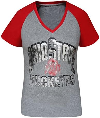 Women's Ohio State Buckeyes Vintage Sporty Shirts Sexy Tops - Red &amp; Grey (Size: XXL)