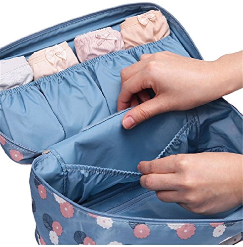 Portable Multifunction Waterproof Travel Pouch Toiletry Bag Case Wash Organizer Packing Cubes Travel Case Underwear Storage Boxes Bra Organizer Socks Bag (Wine Red Daisies Flower)