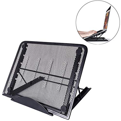 RAINBEAN Mesh Ventilated Adjustable Laptop Stand, Portable Folding Light Box Laptop Pad Stand, 6 Angles Positions Desktop Stand Holder Mount for MacBook Notebook Computer PC iPad Tablet