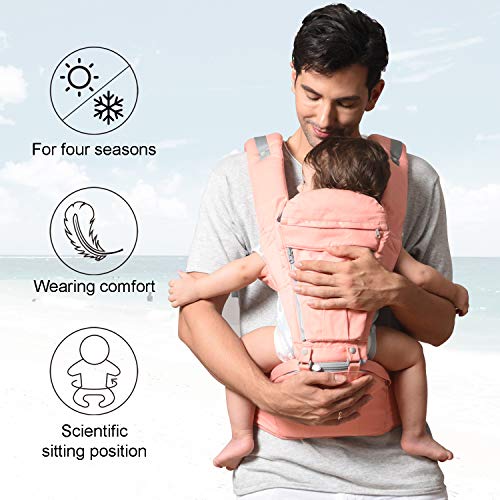 Bable Baby Carrier with Hip Seat, 6-in-1 Ergonomic Baby Carrier for Infants and Toddler, Soft Extra Padded Baby Carrier for All Seasons