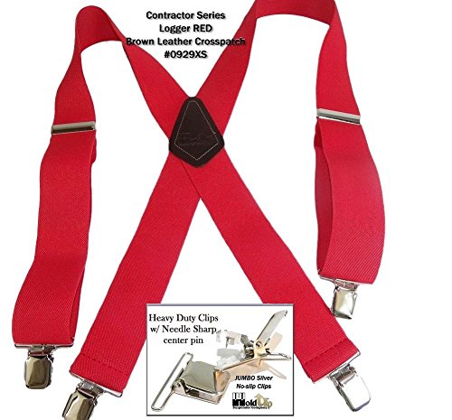 Contractor Series 2" Wide Work Suspenders in Bright Logger Red With No-Slip Clips