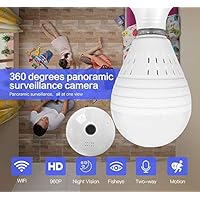 OUYAWEI Bulb Lamp Wireless IP Camera WiFi 960P Panoramic FishEye Home Security CCTV Camera 360 Degree Night Vision Camera 1.3 Million Single Light Source White Light