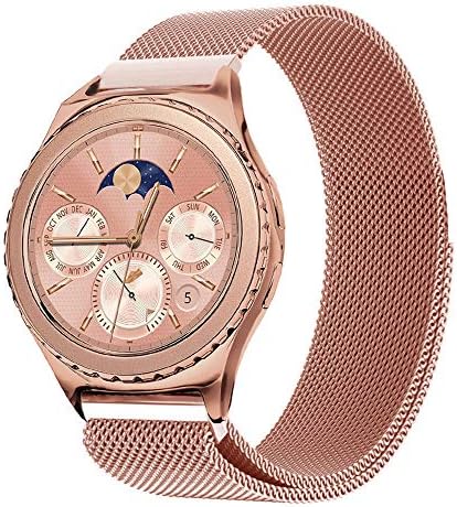 CBIN cbsion Smartwatch Samsung Gear S2 Classic/Gear Sport Band, Stainless Steel Mesh Closure Replacement Band for Samsung Gear Sport SM-R600 & Gear S2 Classic SM-R732 SM-R735 Rose Gold