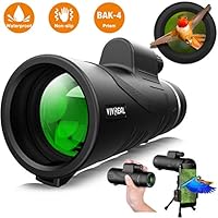 Monocular Telescope - 12X50 High Power 【HD Monocular for Bird Watching】 with Smartphone Holder & Tripod IPX7 Waterproof Monocular Made by Hyper FMC BAK4 Prism & Eco-Friendly Materials