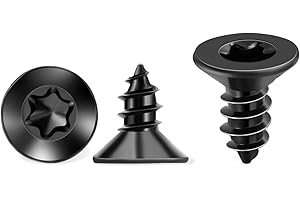 100 PCS #8 X 1/2 Inch Black Coated Flat Head Torx/Star Wood Screws, Stainless Steel 18-8 (A2) Fully Threaded 8 X 1/2'' Screw by TPOHH