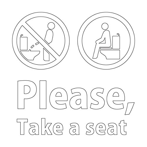 화장실 씰 스티커 좌이라고 영어 Please, Take a seat(서양식 화장실에 앉아 사용 부탁)커팅 스티커 씰 사이즈150mm 광택 타입 내수 옥외내 후3～4년 (검정