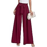 Lepunuo Wide Leg Pants for Women High Waisted Palazzo Pants Work Casual Flowy Tie Knot Trousers with Pockets