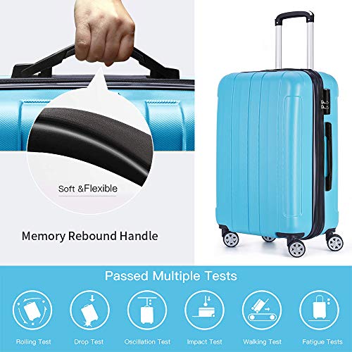 COOMEE Luggage Set 3PCS,ABS +PC Spinner Hardshell lightweight Suitcase Blue# - Thumbnail 3