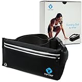 TIFTAF Athletic Running Belt Keep Your Cell Phone Money & Key Safe Have a Hands-Free Workout! Men & Women Slim Light Weighted Waist Band Jogging, Hiking, Fitness & Sports Pouches w/Pocket & Zipper
