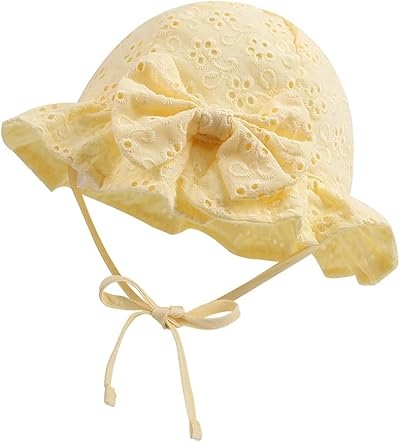 XIAOHAWANG Sommerhut Baby Mädchen UV Schutz Sonnenhut Mütze Baby Sommer Mützen Baumwolle Mit Schleife und Bindebändern