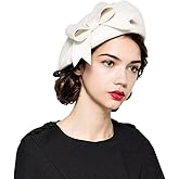 French Berets Caps Bowknot for Women Wool Beret Winter Cap Vintage Fascinator Hats