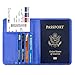 Passport Holder Travel Cover Case - HOTCOOL Leather RFID Blocking Wallet For Passport, Blue