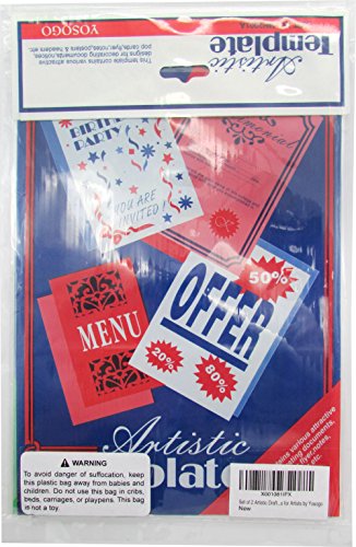 Set of 2 Artistic Drafting Art Templates of Various Shapes and Designs for Artists and Art & Craft Projects