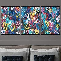 3 Piece Framed Canvas Wall Art Abstract Geometric Lights Mixed Media Canvas Prints Home Artwork Decoration for Living Room,Bedroom - 16