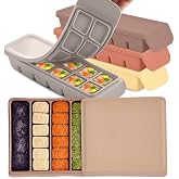 Firgi All-in-One Baby Food Storage Bundle - Airtight Silicone Container + 4-Pack Freezer Trays with Leak-Resistant Lids, 12 Cavities (0.7oz Each), BPA Free, Made in Korea, Microwave &amp; Dishwasher Safe