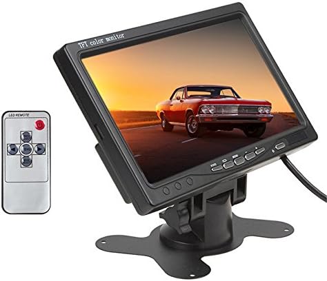 7 Inch Color TFT LCD Display Touch Button DC 12V Car Rear View Headrest Monitor for DVD Reversing Camera with Remote Controller and Stand