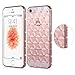 iPhone SE Case, Sincase [Ultra Thin] Soft Flexible Skin [Clear Rhinestone] Protective 3D Rose Gold Crystal Back Bumper Cover [Shock Proof] with Glitter Diamond Frame Slim for iPhone SE/5S/5