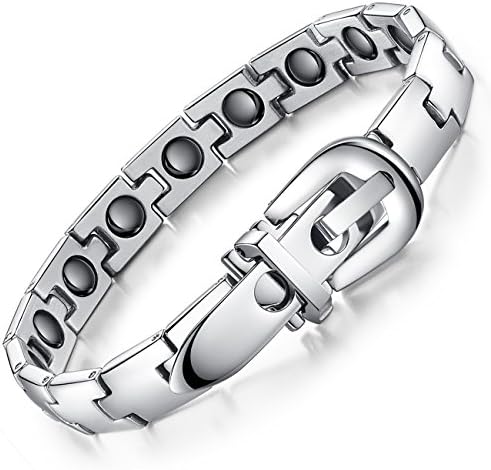 IFLYTREE JEWELRY Mens Sleek Stainless Steel Magnetic Therapy Bracelet Belt with Free Link Removal Tool