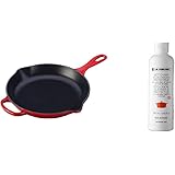Le Creuset Enameled Cast Iron Signature Iron Handle Skillet, 11.75" (2-3/8 qt.), Cerise & Enameled Cast Iron Cookware Cleaner