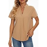 Vankovishion Women's Summer Short Sleeve T-Shirts V Neck Tops Casual Cotton Work Tops for Women