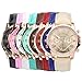 Top Plaza Fashion Women's Analog Watch, PU Leather Band Rose Gold Tone, Black