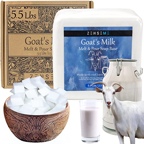 ZenseMe 5.5 LB Goats Milk Soap Base Melt and Pour supplies kit for