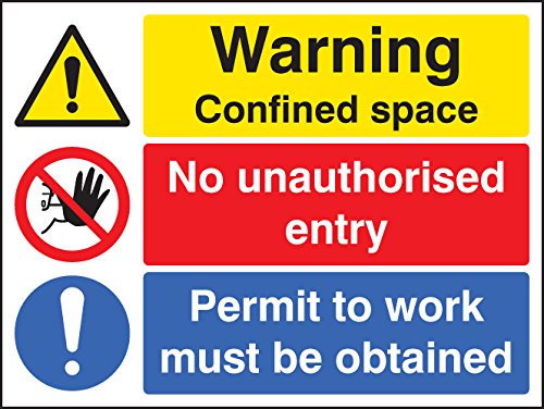 Caledonia Signs 86264K Sign, Warning Confined Space No Entry Permit To Work