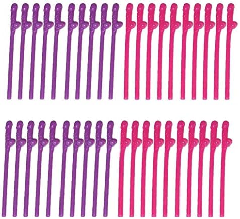 Pack of 20 Plastic Novelty Drinking Straws Disposable Straws Spice Up Your Party Fun Toys Games Pink + Rose Red