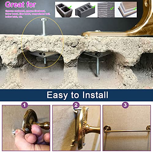 Swpeet 30Pcs 1/4 Inch Toggle Bolt and Wing Nut Kit for Hanging Heavy