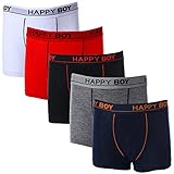 DOURA Boy Underwear Toddler Boxer Briefs Short Leg Dyed Cotton Midcut Pack 5 (9 to 11 Years, Large)