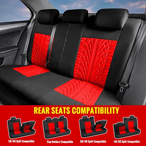 AUTOYOUTH Red Car Seat Covers Full Set, Front Bucket Seat Covers with