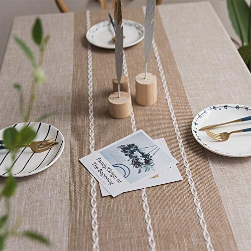 JZY Heavy Duty Cotton Linen Tablecloth for Rectangle Table Stitching Tassel Table Cloth for Dining Table Dust-Proof Table Cover for Tabletop Decoration (55"x120", S-Linen) - Thumbnail 4