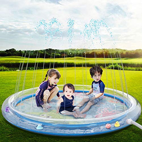 Vmini Sprinkler for Kids, Splash Pad, and Wading Pool for Learning - Children's Sprinkler Pool, 68'' Inflatable Water Toys Outdoor Swimming Pool for Babies and Toddlers