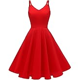 GOOBGS Women's 1950s Retro Vintage Spaghetti Strap Cocktail Swing Dresses with Pockets