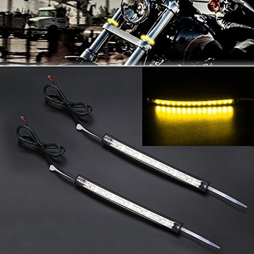 Fork Light Strips - Waterproof 39mm-41mm LED Amber Turn Signal Light for Harley Motorcycle Motorbike - Pack of 2