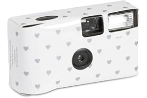 Weddingstar Single Use Camera - Silver Hearts Design - White