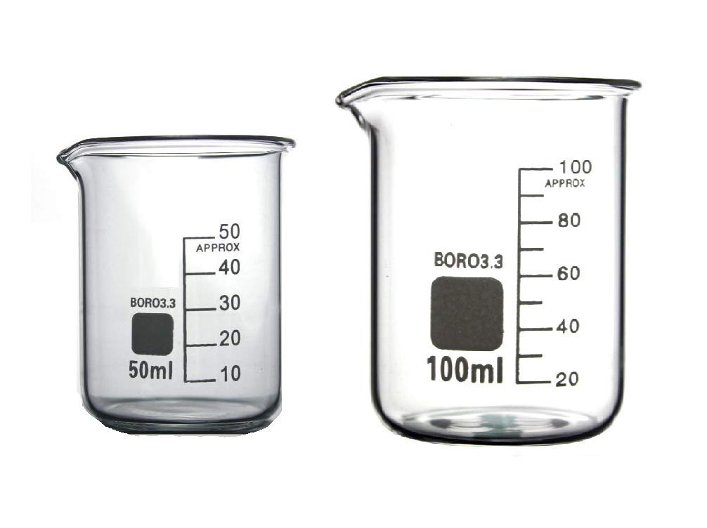 Rocwing Boro 3.3 Glass Graduated Measuring Beaker for Lab or Kitchen (50ml+100ml)