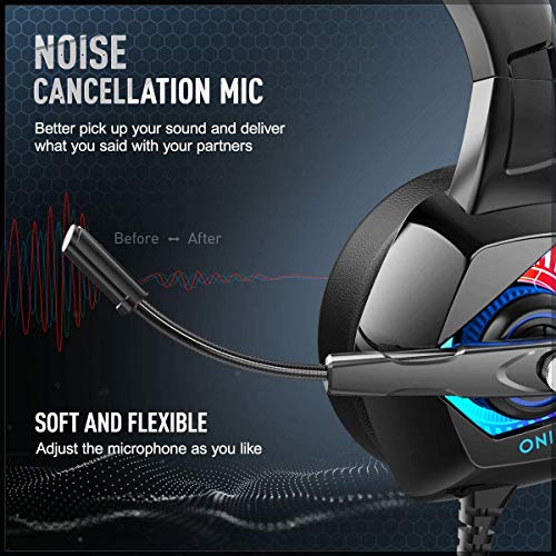 ONIKUMA Gaming HeadsetPS4 Headset with Mic, 7.1 Surround Sound & RGB