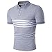 Cottory Men's Fashion Stripe Contrast Color Short Sleeve Polo T Shirt