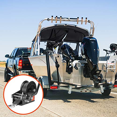 PALEN-T 3500 lbs Powerful Boat Trailer Winch | Hand Winch, 32 ft Nylon Straps and Comfortable Handle for Secure Grip | Manual Winch with Screws Set - Image 8