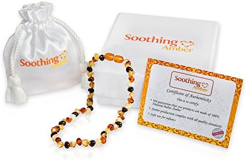 Baltic Amber Teething Necklace for Babies (Unisex)(Multi Color) - Anti Inflammatory,Teething and Drool Reducing Properties - Certified High Quality Beads