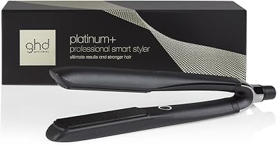 Ghd platinum+ black - alisador de cabelo profissional inteligente, menos quebra do cabelo, mais brilho e proteção da cor, tecnologia ultra-zone, temperatura ideal de modelagem de 185ºc homogêneo