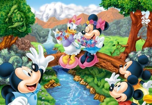 Japan Disney Official Mickey Mouse - What is Hiding Over There ? Jigsaw Puzzle 60 Pieces Floral Cover Medium Size Interior Decorative Art Collection Wonderful Gift