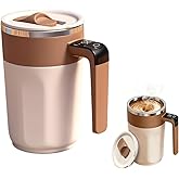 Automatic Magnetic Stirring Coffee Mug, 2026 Upgrade Magnetic Mixing Coffee Cup with Lid for Home and Office, Automatic-Stirring Mug Suitable for Coffee Milk Tea (Light Brown)