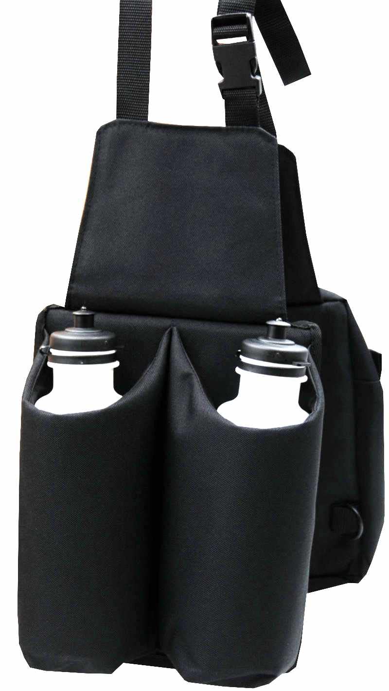 Reitsport Amesbichler AMKA Nylon Pannier Bag with 2 Bottle Holders Saddle Bag Saddle Bag Western Saddle Black