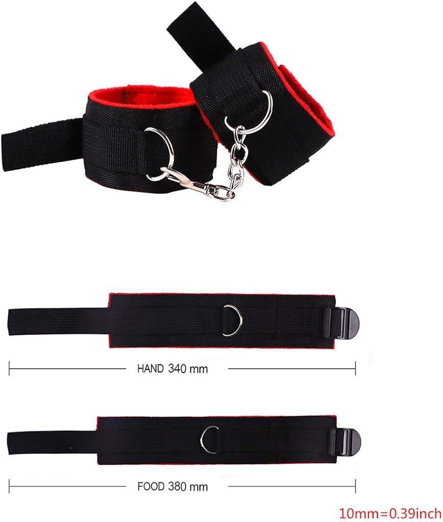 Qisuw 11 Pcs Plush Bondaage Set - Nylon PU Leather Foot Hand Ccuffs Eye Mask Blindfolded Gag and Annal Tail Tool : Clothing