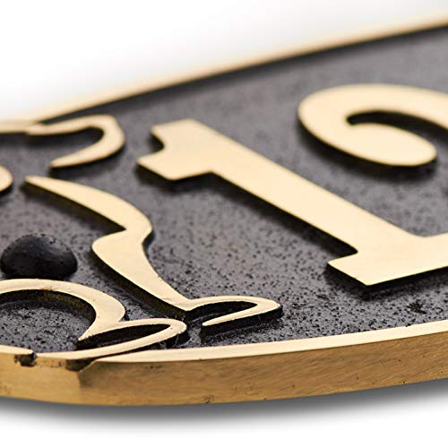 The Metal Foundry Personalised Dog House Number Plaque. Traditional Cast Brass Metal Address Sign with Number and Letter Options. Black Or 6 Choices. Large 5 Numbers Max - Thumbnail 2